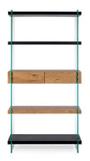 Libreria Line Wood struttura in legno MDF rivestito con fianchi in vetro per interno
