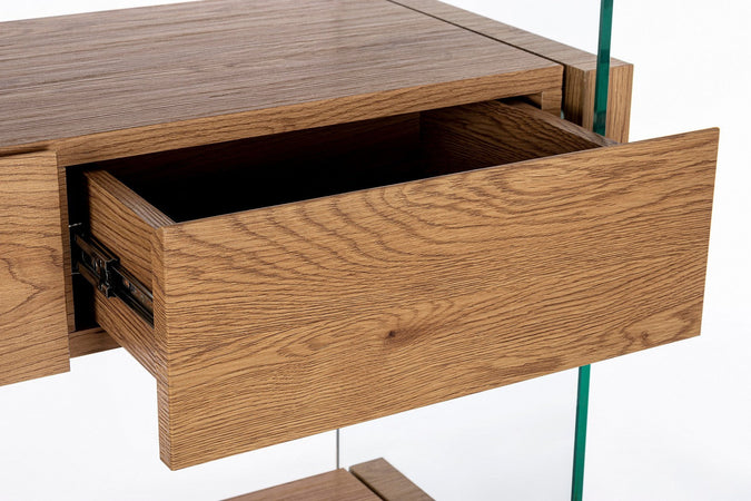 Libreria "Line Wood" struttura in legno MDF rivestito con fianchi in vetro per interno