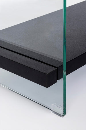 Libreria "Line Wood" struttura in legno MDF rivestito con fianchi in vetro per interno