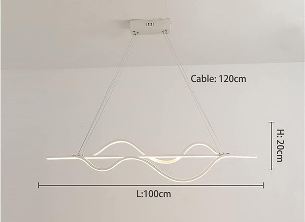 Lampadario Led A Sospensione 39 Watt Moderno Onde Luce 6500k 4000k 3000k B64-b