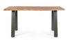 Tavolo Aron rettangolare, con gambe in acciaio, piano in legno di acacia, stile moderno