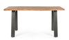 Tavolo Aron rettangolare, con gambe in acciaio, piano in legno di acacia, stile moderno