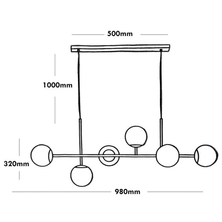 Lampadario Da Soffitto Moderno A Sospensione Con 6 Sfere Attacco Lampadine G9 B88