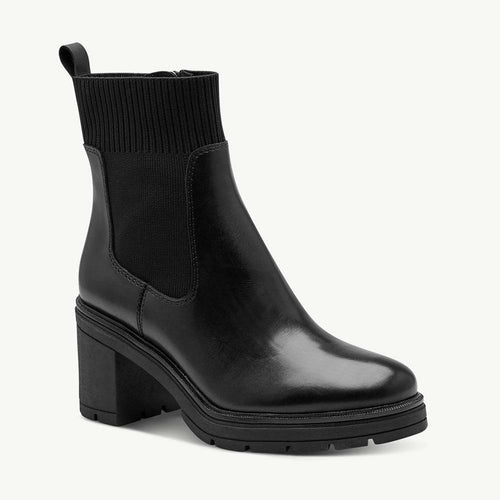 MARCO TOZZI Stivaletto donna con tacco in pelle nera 2-25835-43 001