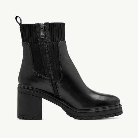 MARCO TOZZI Stivaletto donna con tacco in pelle nera 2-25835-43 001