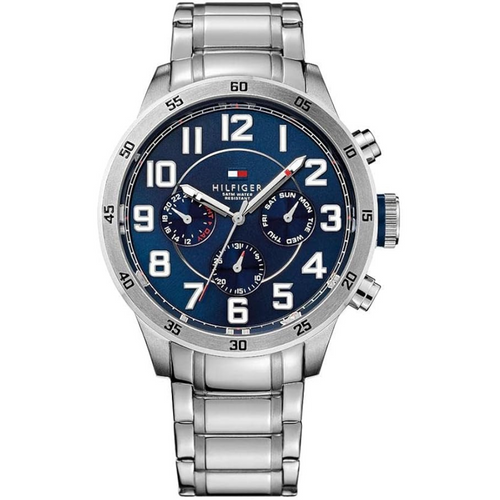 Tommy Hilfiger Orologio Analogico Multifunzione al Quarzo da Uomo con Cinturino in Acciaio Inossidabile Argentato - 1791053 Tommy Hilfiger