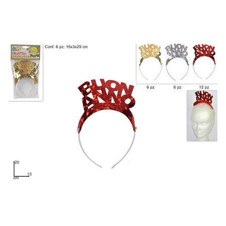 Frontina tinta unita "Buon Anno" colorazione assortita per capodanno 6 pezzi