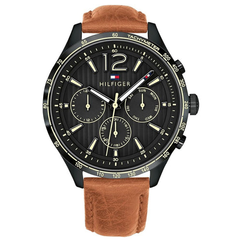 Tommy Hilfiger Orologio analogico multifunzione al quarzo da uomo con cinturino in pelle Marrone - 1791470