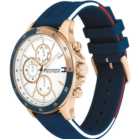 Tommy Hilfiger Orologio Analogico Multifunzione al Quarzo da Uomo con Cinturino in Silicone Blu - 1791778 Tommy Hilfiger