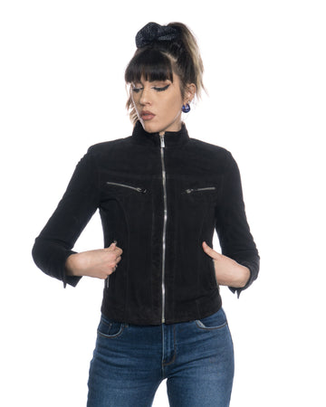 Kelly - Giacca Donna in Vera Pelle di Renna Nera