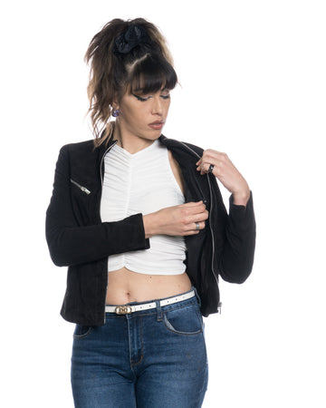 Kelly - Giacca Donna in Vera Pelle di Renna Nera