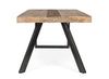 Tavolo Manchester rettangolare, con gambe in acciaio, piano in legno di mango, stile moderno