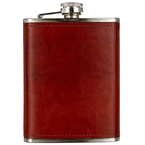 Fiaschetta In Acciaio Inox Foderata In Pelle Imbuto Incluso Per Liquori Whisky