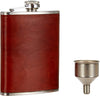 Fiaschetta In Acciaio Inox Foderata In Pelle Imbuto Incluso Per Liquori Whisky