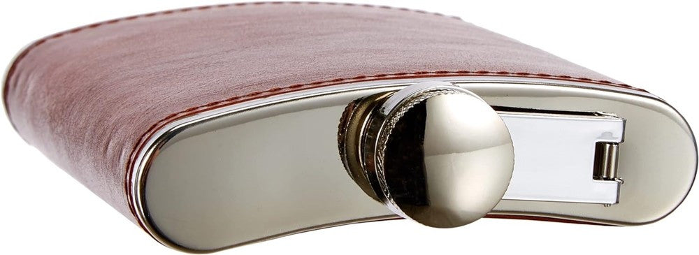 Fiaschetta In Acciaio Inox Foderata In Pelle Imbuto Incluso Per Liquori Whisky