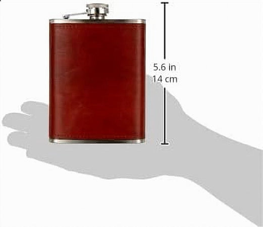 Fiaschetta In Acciaio Inox Foderata In Pelle Imbuto Incluso Per Liquori Whisky
