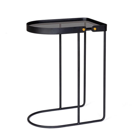 Tavolino "Zeina" struttura in acciaio piano in vetro temperato per arredamento