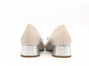 COLETTE Décolleté beige e grigio in vera pelle tacco 30 con fiocco