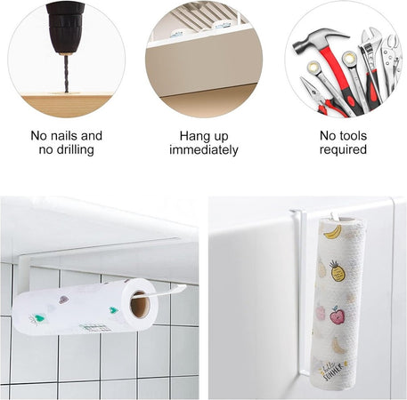 Portarotolo 27cm Sottopensile Senza Forare Per Cucina Bagno Porta Asciugamano