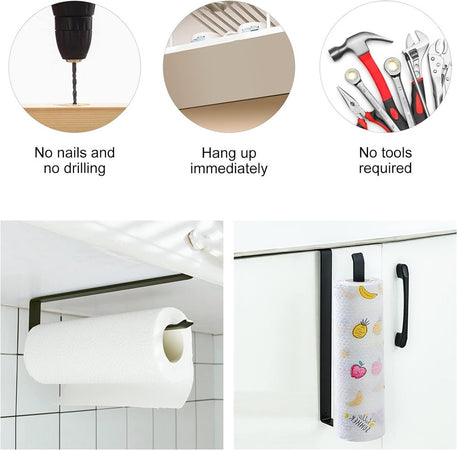 Portarotolo 27cm Sottopensile Senza Forare Per Cucina Bagno Porta Asciugamano