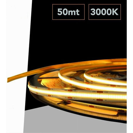 Striscia Led Cob Strip Bobina 50mt 24volt Led Smd Luce 4000k 6500k 3000k Cob-50m