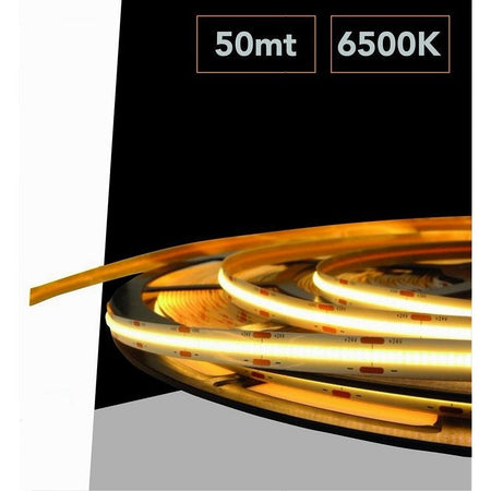 Striscia Led Cob Strip Bobina 50mt 24volt Led Smd Luce 4000k 6500k 3000k Cob-50m