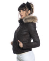 Michelina Cap - Giacca Donna con Cappuccio Testa di Moro Nabuk Effetto Graffiato
