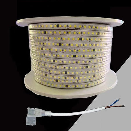 Striscia Led 3535 220v 12w/mt 120led/mt 100 Mt 8mm Vari Colori Di Luce 3535-120d