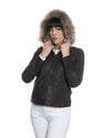 Michelina Cap - Giacca Donna con Cappuccio Testa di Moro Nabuk Effetto Graffiato