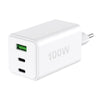 Caricatore Alimentatore GaN 100W 2x USB-C 1x USB-A Power Delivery Fast Charger Bianco