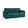 Divano 3 Posti in Velluto con Cuscini e Seduta Imbottita, 178x82x85cm, Verde soggiorno salotto ufficio studio F839-829V80DGA