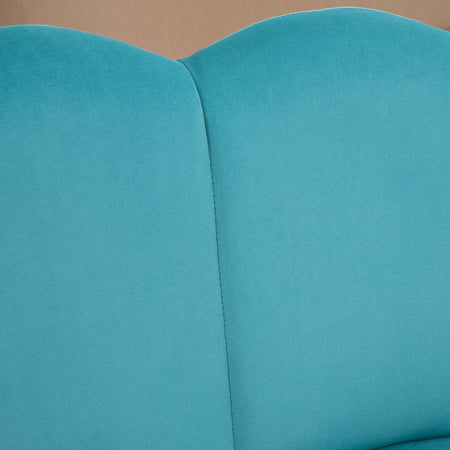 Divano 2 Posti in Velluto con Gambe in Metallo e Schienale a Conchiglia, 132x66x80cm, Verde soggiorno salotto ingresso ufficio studio F839-483V00GNA