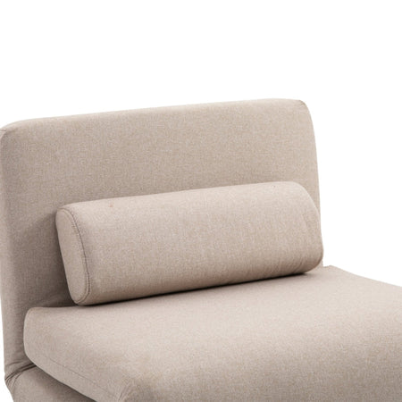 Poltrona Letto Singolo con Materasso e Cuscino Imbottito,  casa ufficio studio  , Telaio in Metallo e Schienale Regolabile 90-180°, Beige divanetto ospiti F833-066BGA