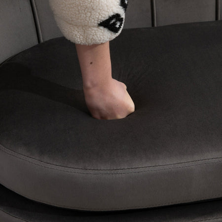 Divano 2 Posti in Velluto e Gambe in Metallo, Arredamento Vintage Casa e Ufficio, 133x63x75cm Grigio soggiorno salotto studio ingresso F839-002A