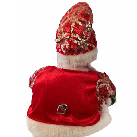 Pupazzo "Babbo Natale seduto" carillon in movimento con paillettes Rosse h 50 cm