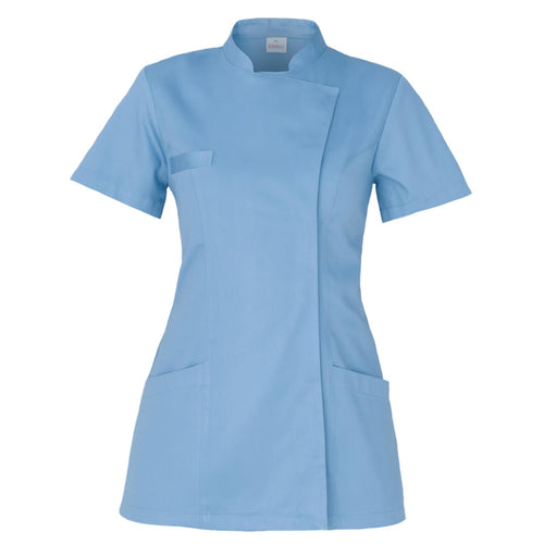 Casacca Tati Azzurro Manica Corta Casacca Donna Tessuto Satin Dottoressa Farmacista Dentista Infermiera asa oss