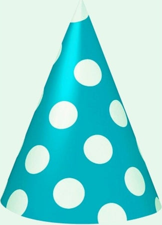 18-Cappello-Cono-Pois-Azzurro-Cappellino-In-Carta-Monouso-Per-Festa-Party