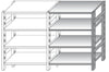 Modulo aggiuntivo per scaffalatura acciaio inox con piani regolabili di cm. 120x30x180h