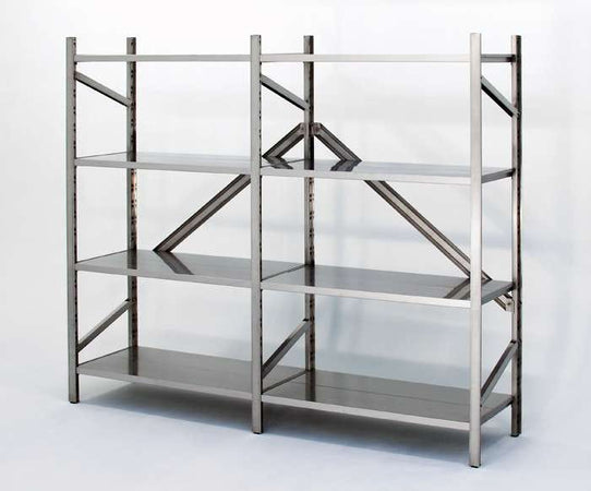 Modulo aggiuntivo per scaffalatura acciaio inox con piani regolabili di cm. 120x30x180h