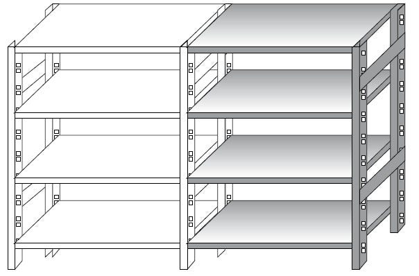 Modulo aggiuntivo per scaffalatura acciaio inox con piani regolabili di cm. 120x40x180h