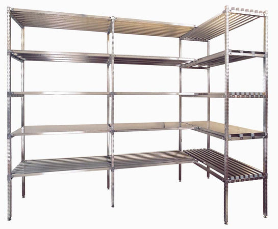 Modulo aggiuntivo per scaffalatura acciaio inox con piani regolabili di cm. 130x60x180h