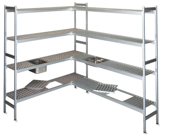 Modulo aggiuntivo per scaffalatura acciaio inox con piani regolabili di cm. 130x60x180h