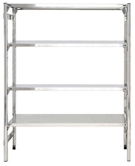 Scaffalatura inox a gancio ad incastro lineare e modulare per alimenti cm. 140x60x180h