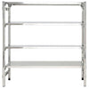 Scaffale inox a parete o centro stanza con piani lisci o forati cm. 180x60x180h