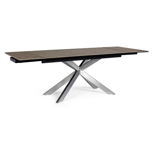 Tavolo Arzachel allungabile rettangolare con piano in ceramica con supporto in vetro temperato da 240 x 90cm