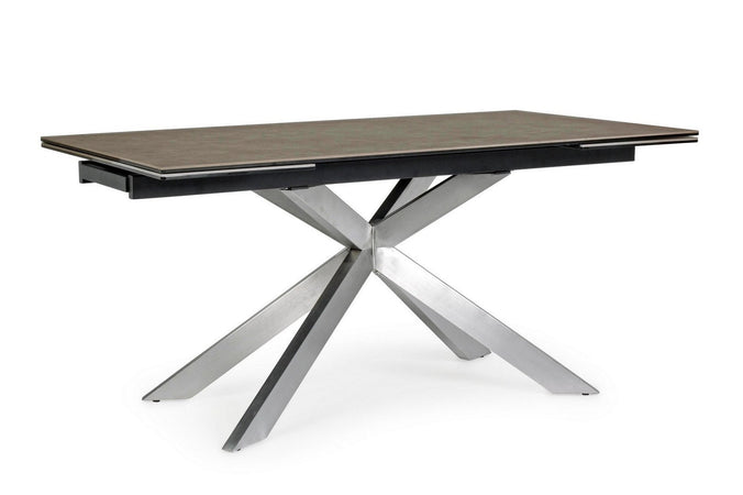 Tavolo Arzachel allungabile rettangolare con piano in ceramica con supporto in vetro temperato da 240 x 90cm