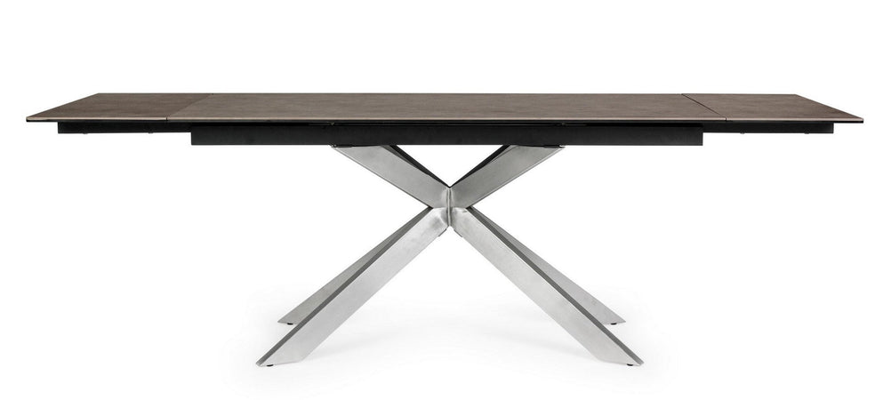 Tavolo Arzachel allungabile rettangolare con piano in ceramica con supporto in vetro temperato da 240 x 90cm