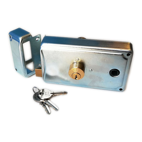 Facchinetti serratura zincata 60mm a spingere sinistra per portoncino da applicare