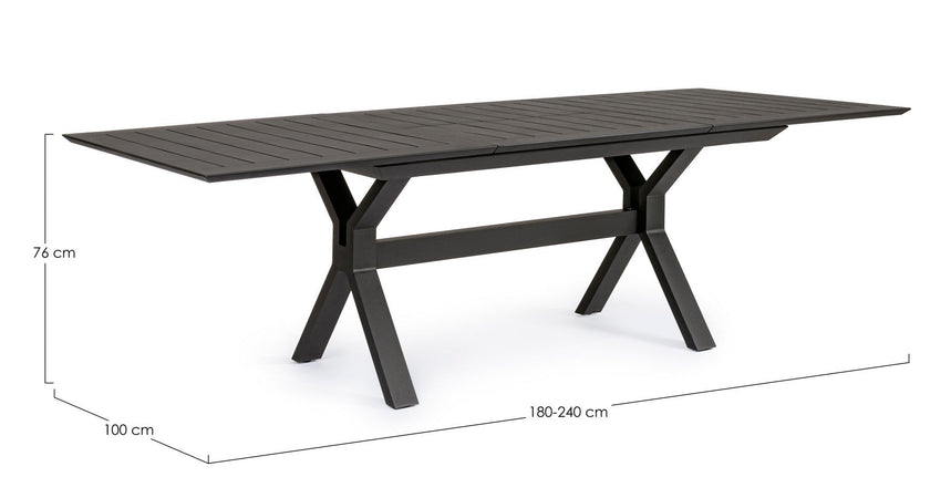 Tavolo allungabile "Kenyon" con struttura in alluminio, prolunga centrale, per esterno