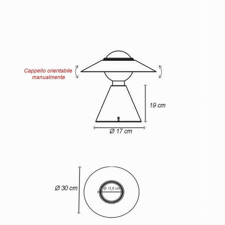 Lampada Da Tavolo Decorativa Con Paralume A Cappello Orientabile Lume E27 D13